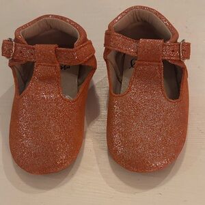 NWOT Monkey Feet Leather Sparkly Orange Dress Shoes